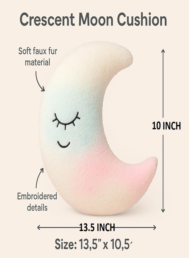 HAPPY BRO Multicolor Moon Shaped Pillow Soft Plush Cushion for Kids, Baby Nursery, Bedroom & Gift - Image 4